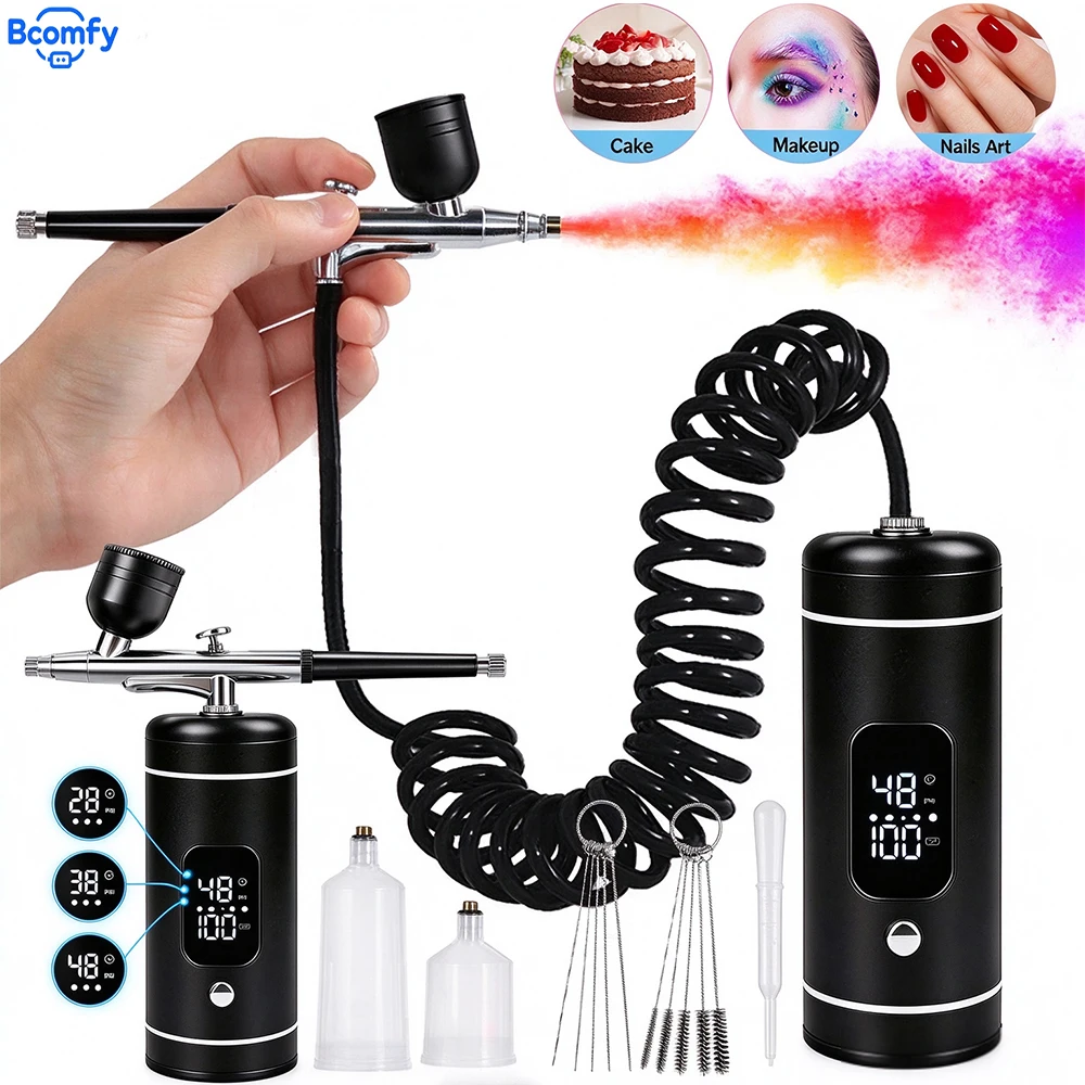 Airbrush Nail with Compressor Portable handheld Airbrush Painting Rechargeable Airbrush For Face Beauty Nail Art Craft Cake