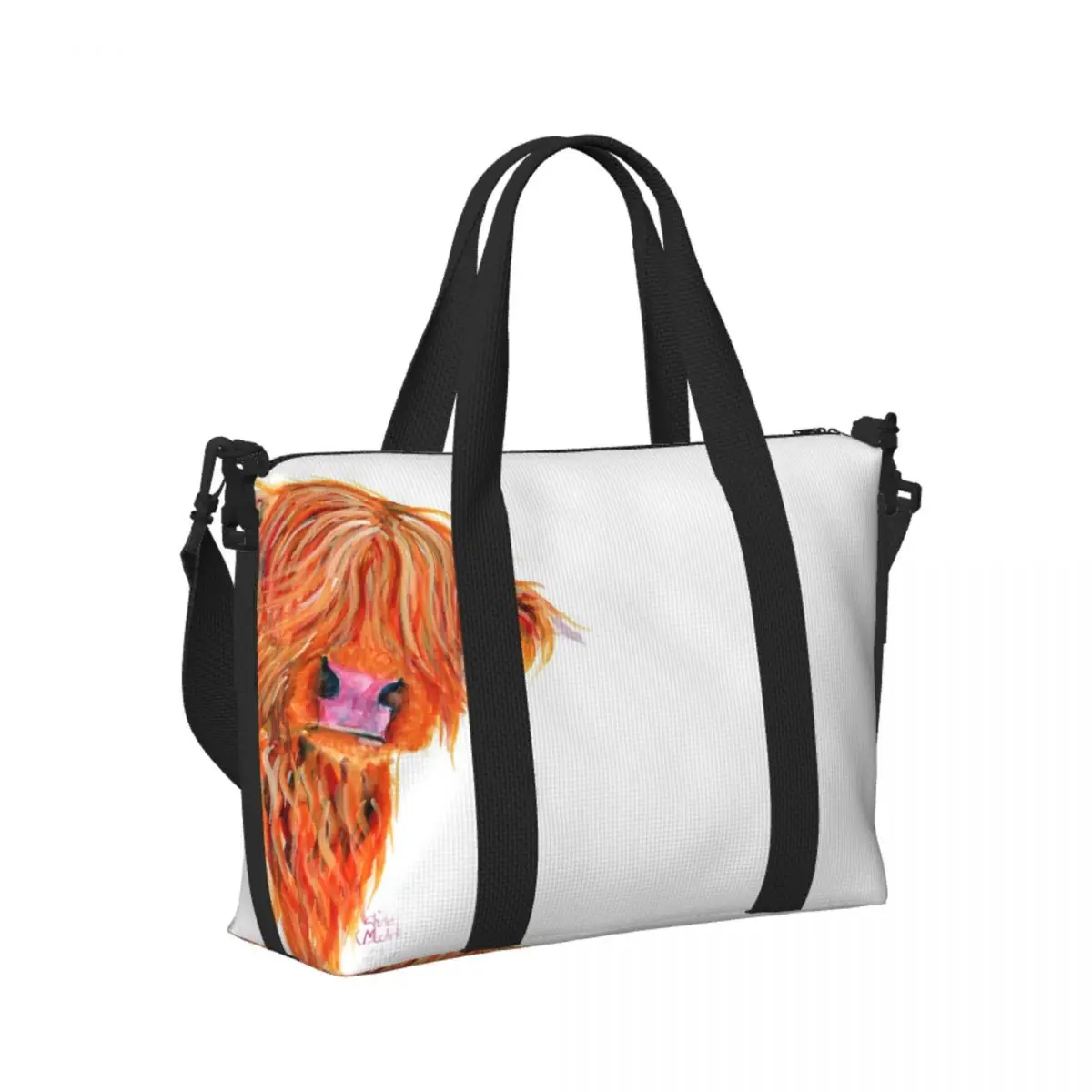 

Шотландская пляжная дорожная сумка с принтом хайлендской коровы, большая вместительная сумка-тоут для тренажерного зала, йоги, женская дорожная сумка для покупок