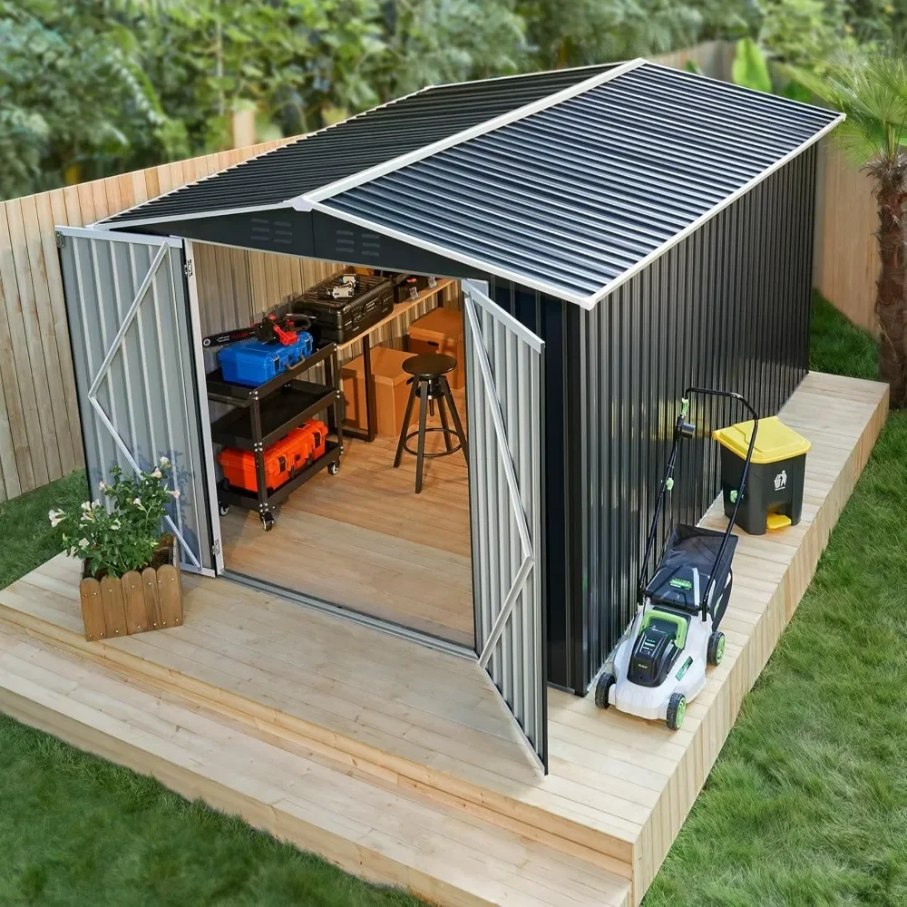 

8 X 12 FT Outdoor Storage Shed, Metal Garden Shed with Updated Frame Structure, Tool Sheds for Backyard Garden Patio Lawn, Sheds