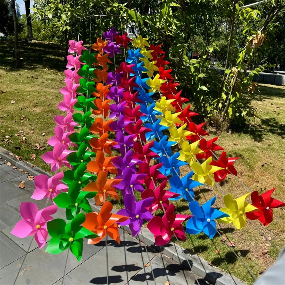 10 pz/set con Corde di Corda Arco Colorato Corridoio Mulino A Vento di Colore Solido di Plastica A Righe Sospensione Circolare Mulino A Vento Fatto A Mano