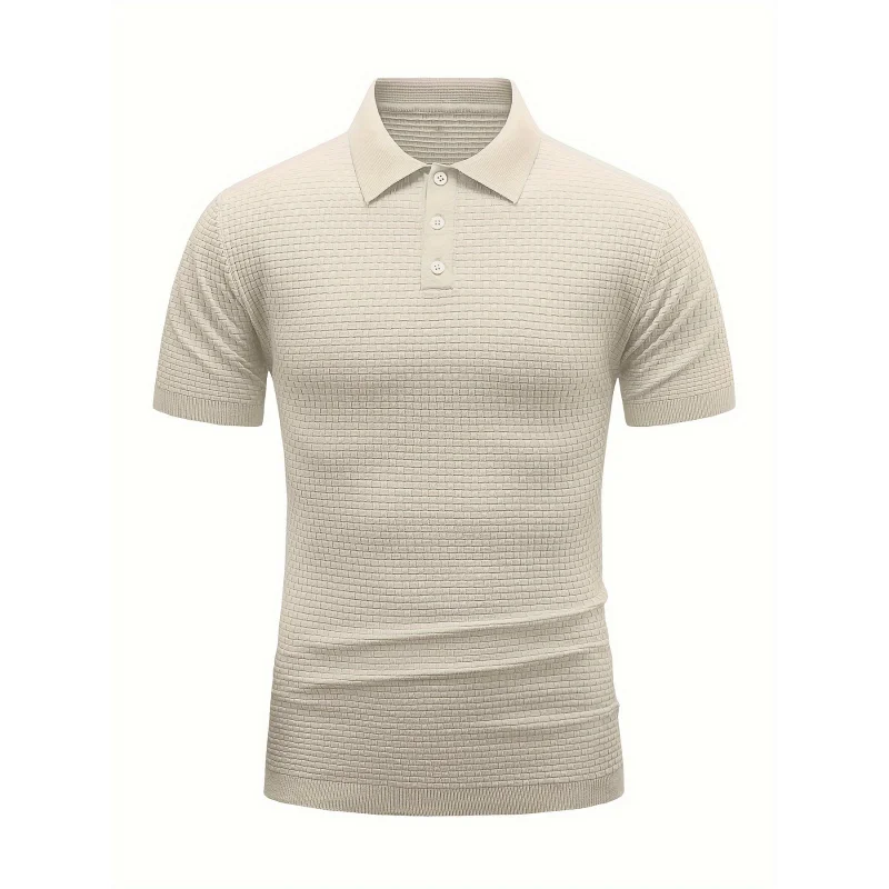 Men's Fashion casual business geometric knitted short sleevepoloshirt, polocollar,