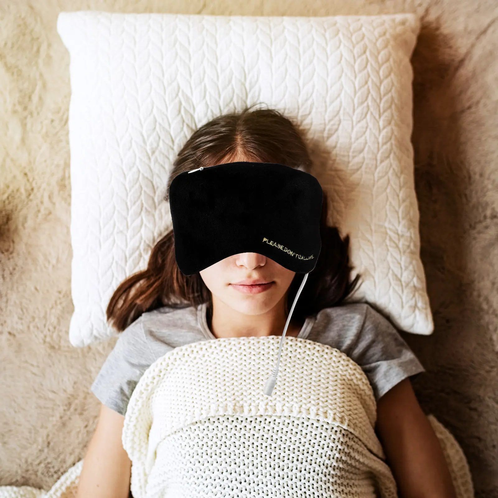 1Set Heated Eye Mask USB Powered Warming Eye Mask for Adults Deep Sleep Shading Eyepatch with Embroidery Design Hot Press