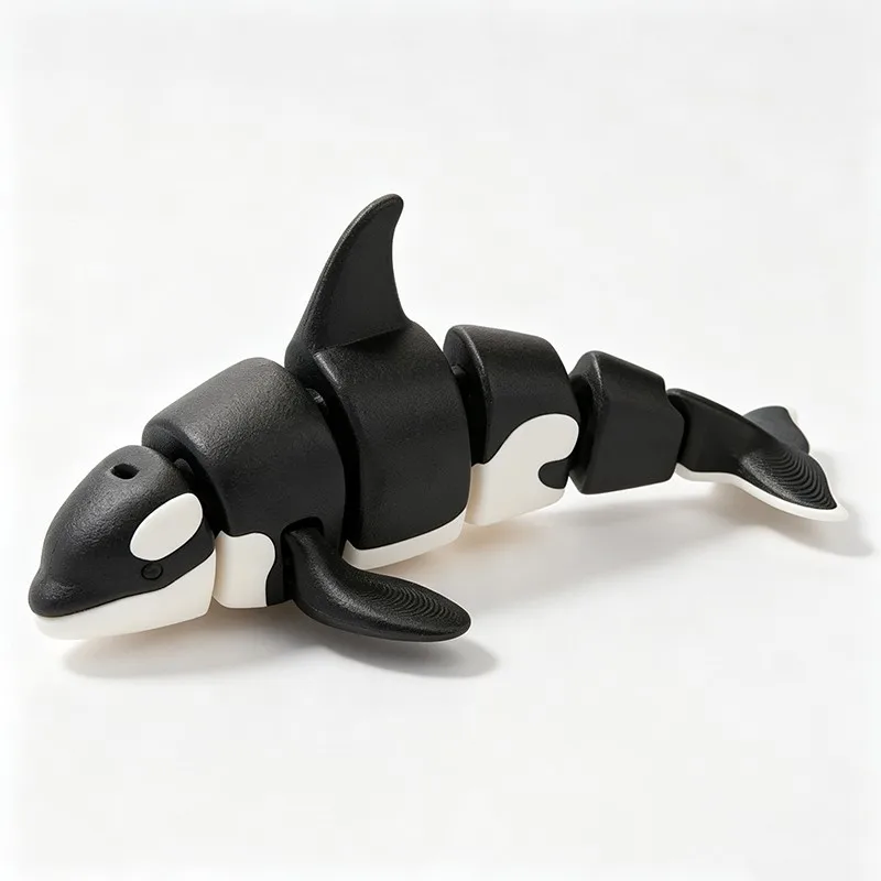 3D Printed Small Animal Joint Flexible Simulation Shark, Killer Whale Ornament Home Decoration Perfect Gift For Friends Family view 4