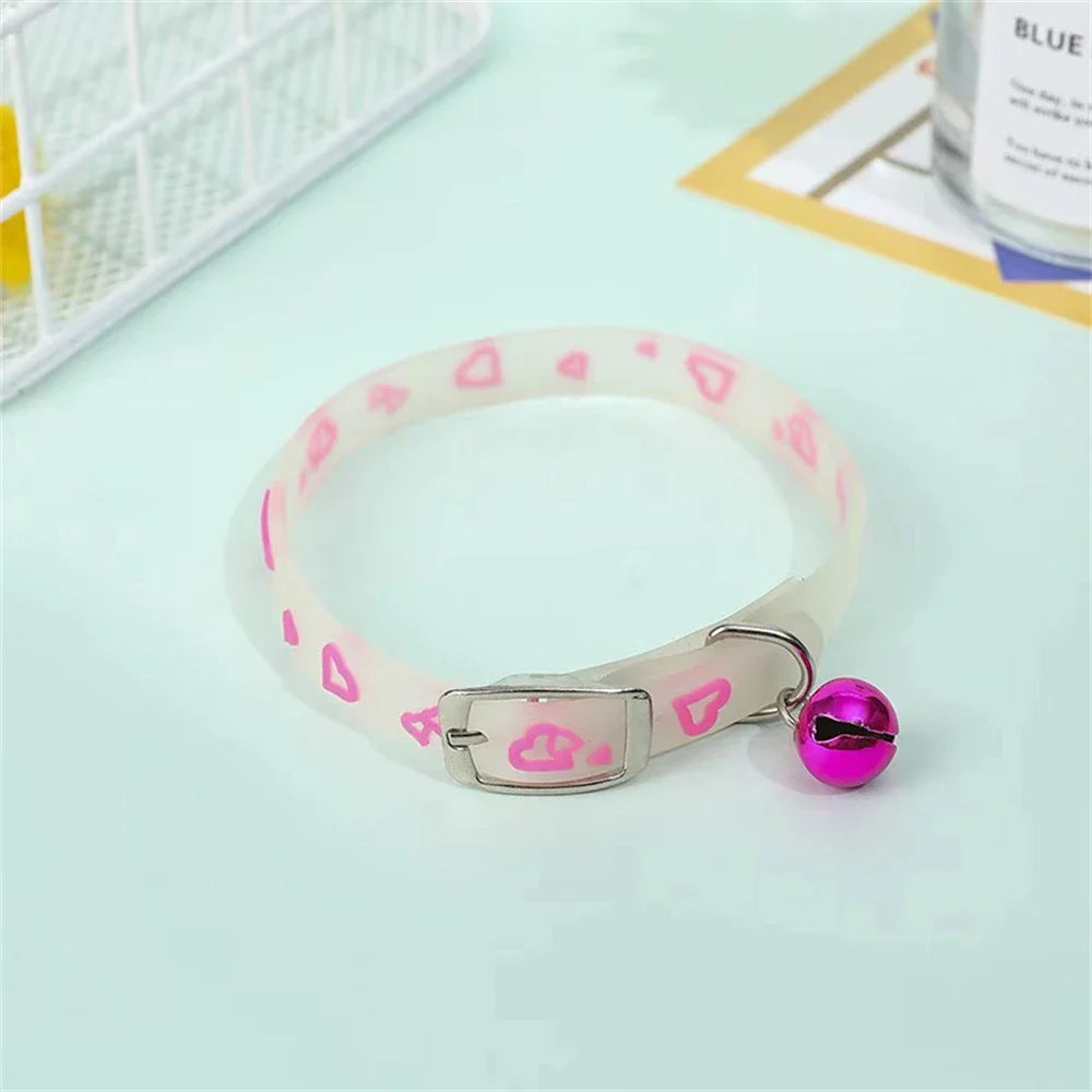 Luminous Cat Necklace Fluorescent Silicone Collar For Dogs Anti-Loss Kitten Puppy Bell Collar Neck Ring Pet Supplies