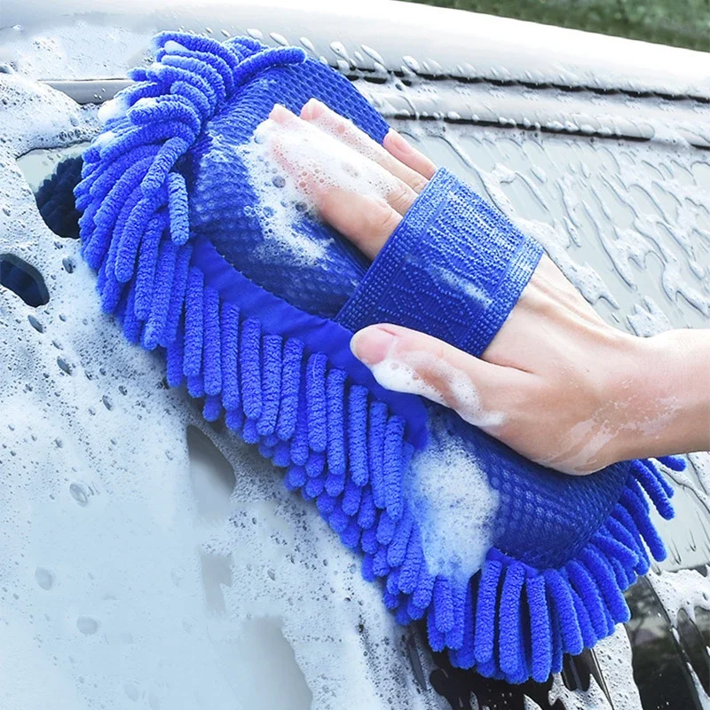 Car Cleaning Tools Set - Microfiber Washer Sponge + Cleaning Brush + Towel + Auto Gloves, All-in-One Car Washing Accessories