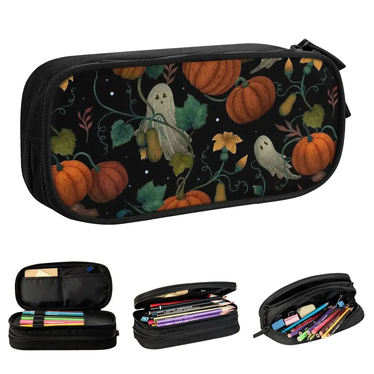 

Pumpkin Ghost Halloween Spooky Pencil Cases Fun Pen Box Bags Girl Boy Large Storage School Supplies Gifts Pencilcases