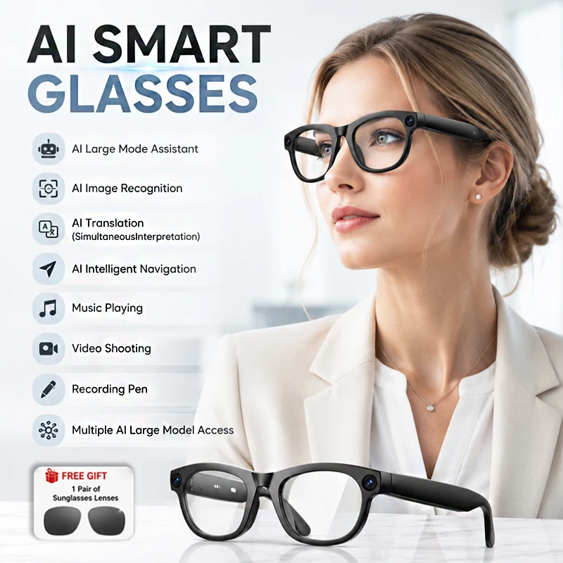2026 Smart Glasses 1300W Ultra HD Camera Video Shooting Recording Pen Al Translation Al Large Model Bluetooth 5.4 Smart Glasses