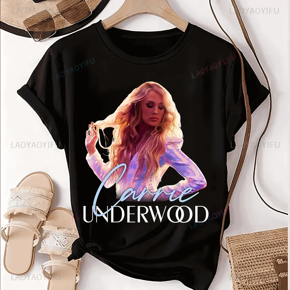 Carrie Underwood Country Music Singer Print T-shirt Top Carrie Underwood Trend Short-sleeved Unisex Shirt Oversized T-shirt