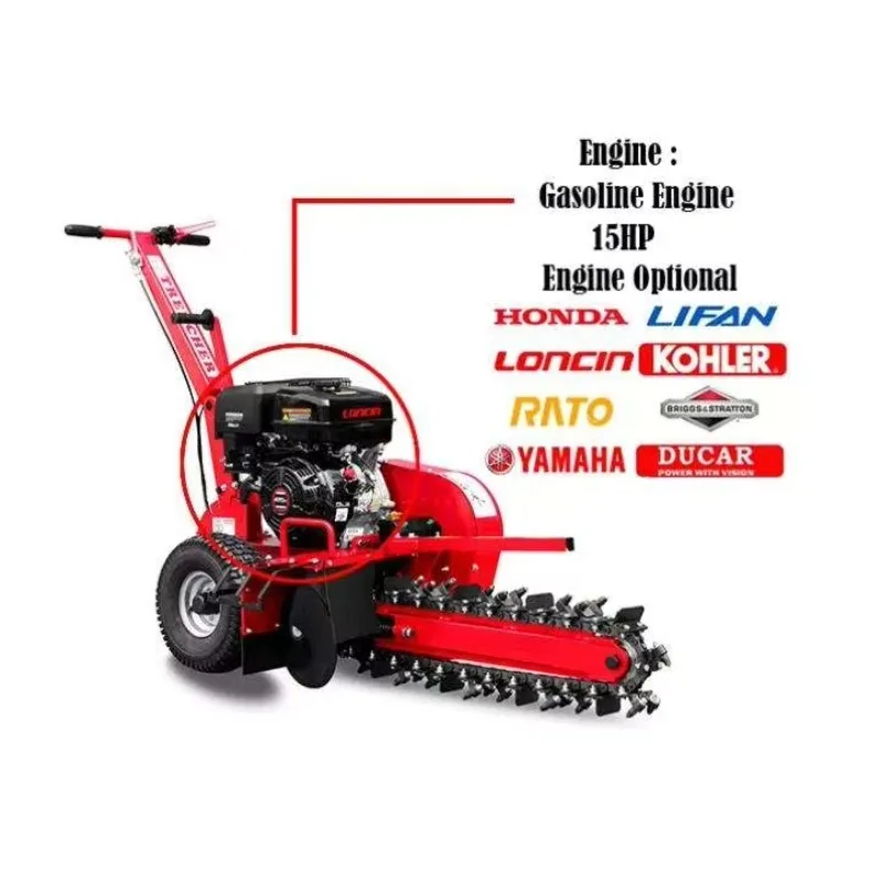 TR15 Maxpower Petrol Engine Walk Behind Self Propelled Diesel Mini Chain Trencher Machine