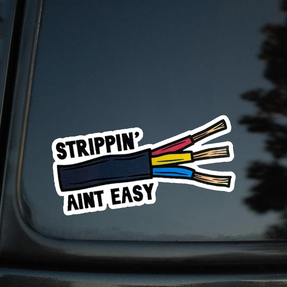 3Pcs Strippin Aint Easy Electrician Waterproof Vinyl Stickers Decals For Hard Hat Laptop Water Bottle Decor
