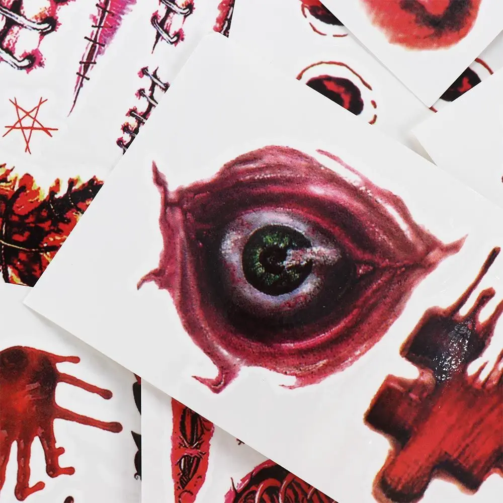 30Pcs/Set Waterproof Body Art Party Fake Bloody Wound Fake Tattoo Horror Scar Temporary Tattoos Halloween Tattoo Stickers