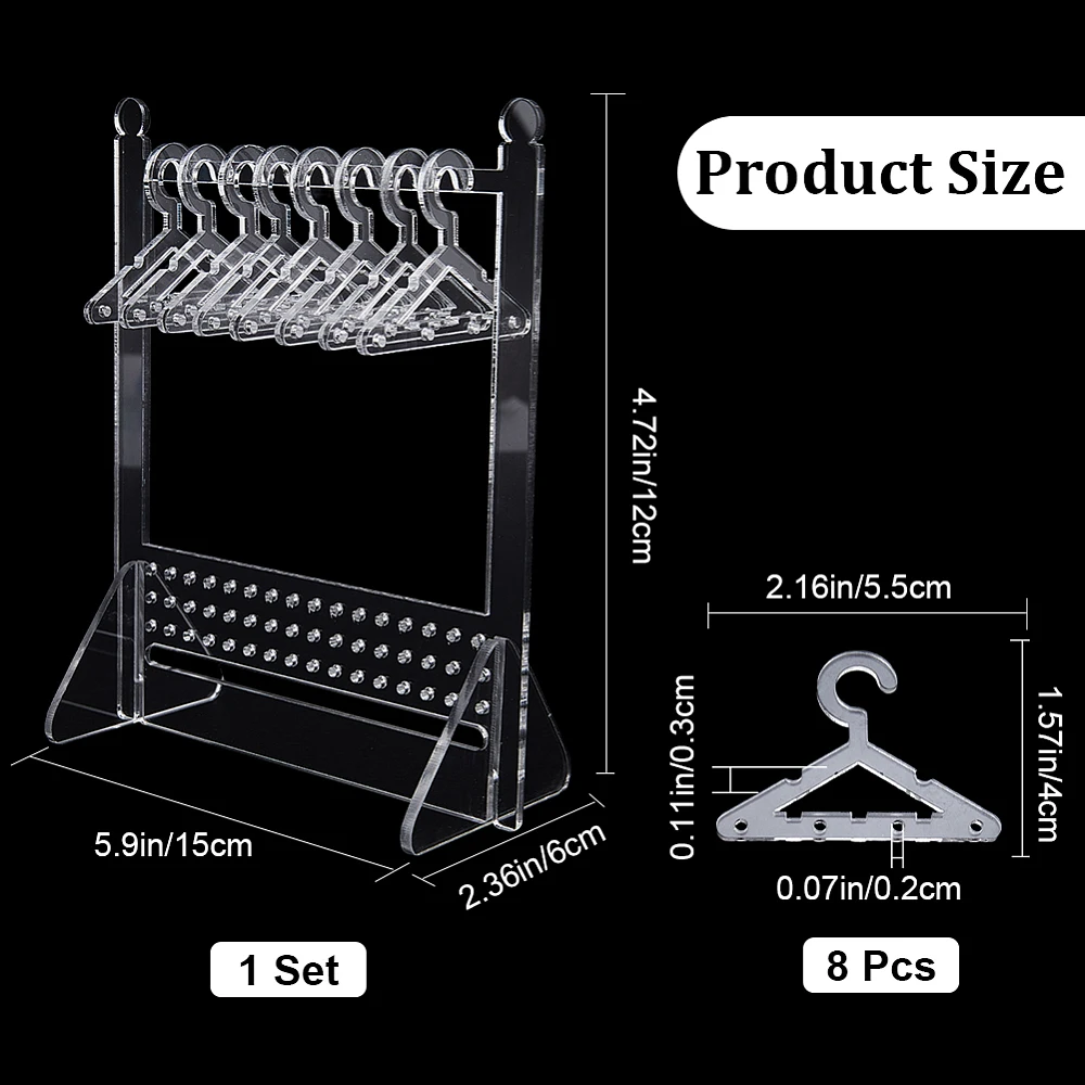 80 Holes Earring Display Holder Acrylic Jewelry Mini Hanging Hanger Clear Rack Ear Studs Clip on Holes Transparent Organizer