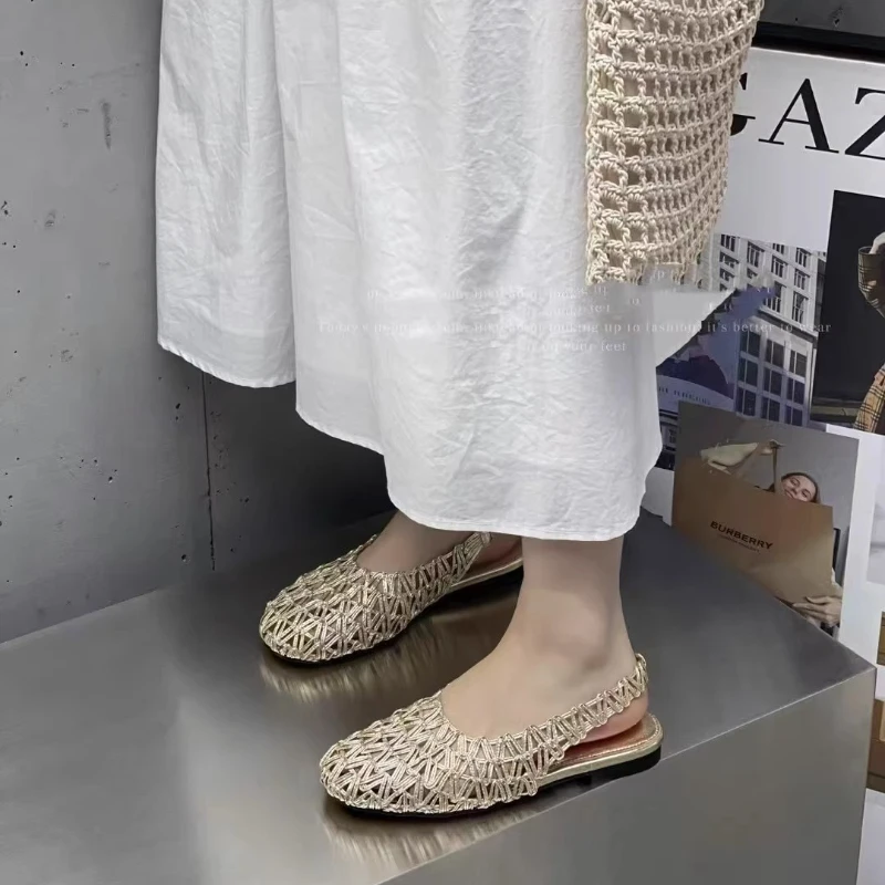 

Fashion Woven Thin Strap Women's Sandals Women's Woven Fisherman Flats - Cutout Closed Toe Slip-On Sandals Casual Trendy Style