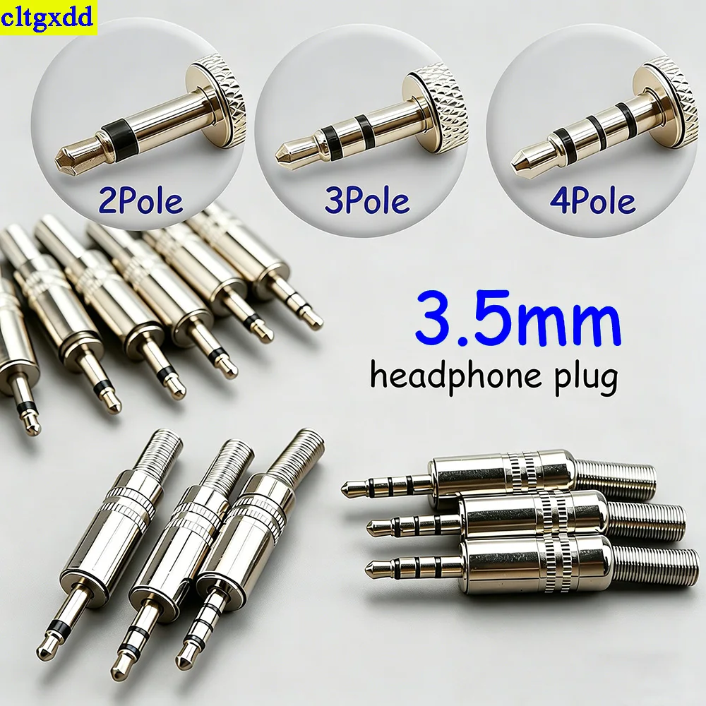 

Cltgxdd 2/5/10piece metal repair 3.5mm male headphone plug mono stereo audio soldering cable connector 2/3/4 pole adapter