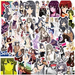 Rascal não sonha com Bunny Girl Senpai Anime Adesivos, Decalques bonitos dos desenhos animados Sakurajima Mai para telefone, laptop, diário, 10 pcs, 30 pcs, 50pcs