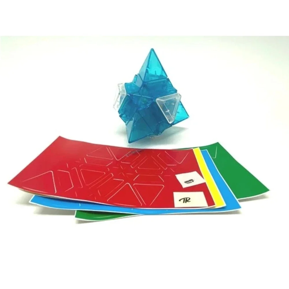 Calvin's Puzzle Pyraminx Cube Limited Edition Troy 3D-Pyraminx Ice Blue Body with 3-Truncated Ice Clear Tips DIY Stickers Toys