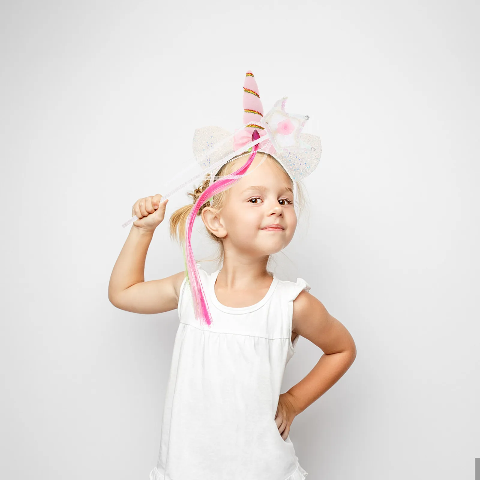 

1 комплект, повязка на голову с единорогом, декоративная повязка для волос в стиле феи, изящный аксессуар для костюма для девочек, аксессуар для праздничного наряда, многоразовый волшебный подарок