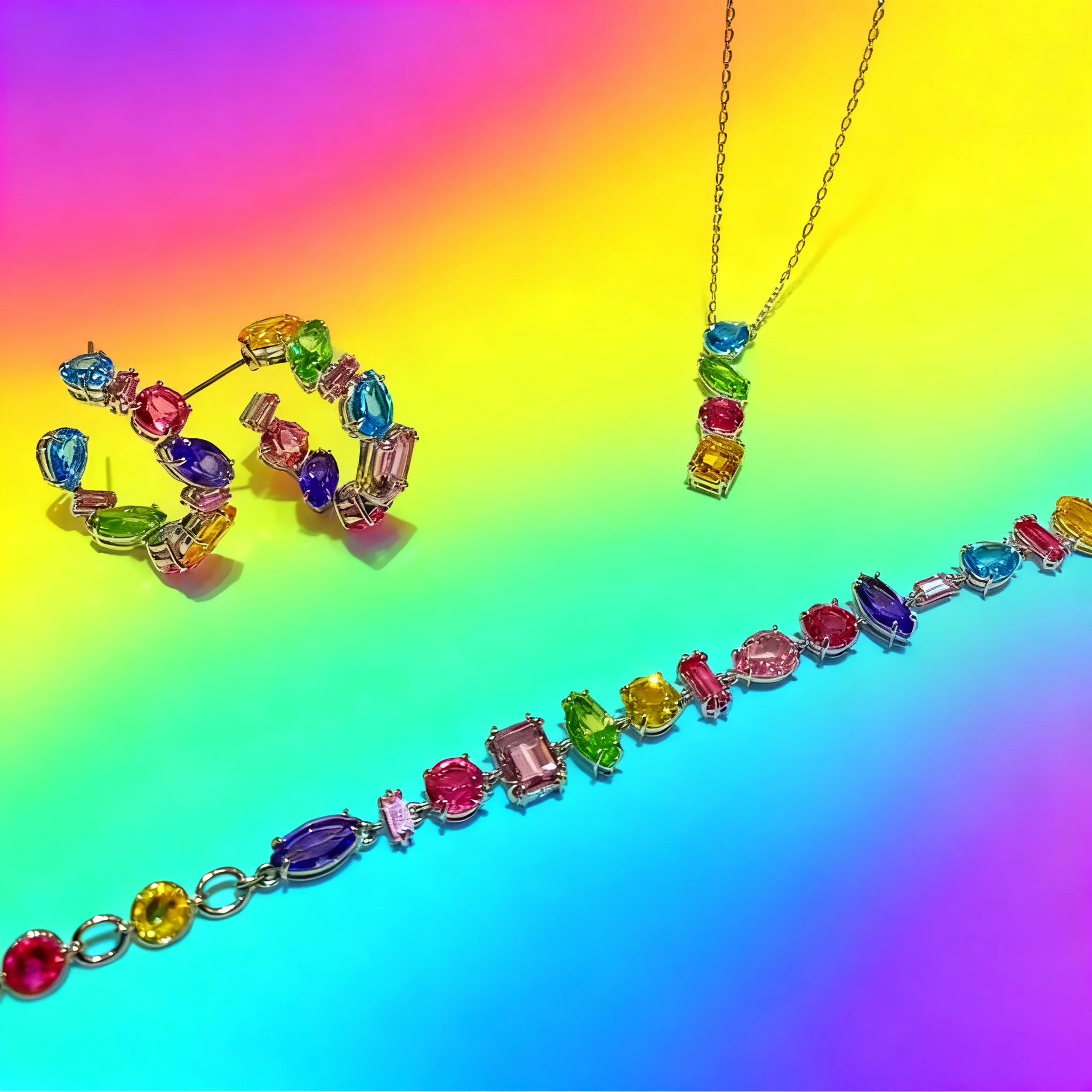 

Оригинальные новые трендовые комплекты ювелирных украшений 2025, очаровательные розовые конфеты с кристаллами, модное ожерелье, серьги, романтический подарок на годовщину для женщин