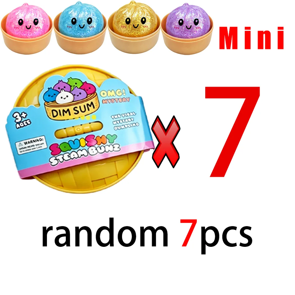 Glitzer-Dumpling-Squishy mit Box – Sensorischer Dampfkugel-Druckentlastungs-Fidget-Spielzeug aus weichem TPR-Teig für Stressabbau – Geschenk