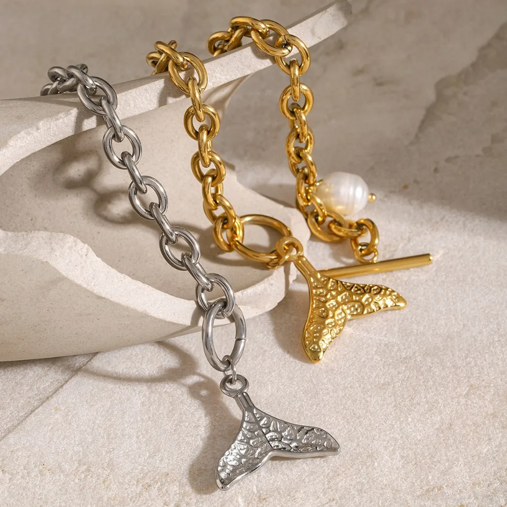 Stainless Steel Fishtail Star Bracelet Fashion Gold/Silver Drop Chain Bracelet Waterproof 18K PVD Plated Summer Bracelet