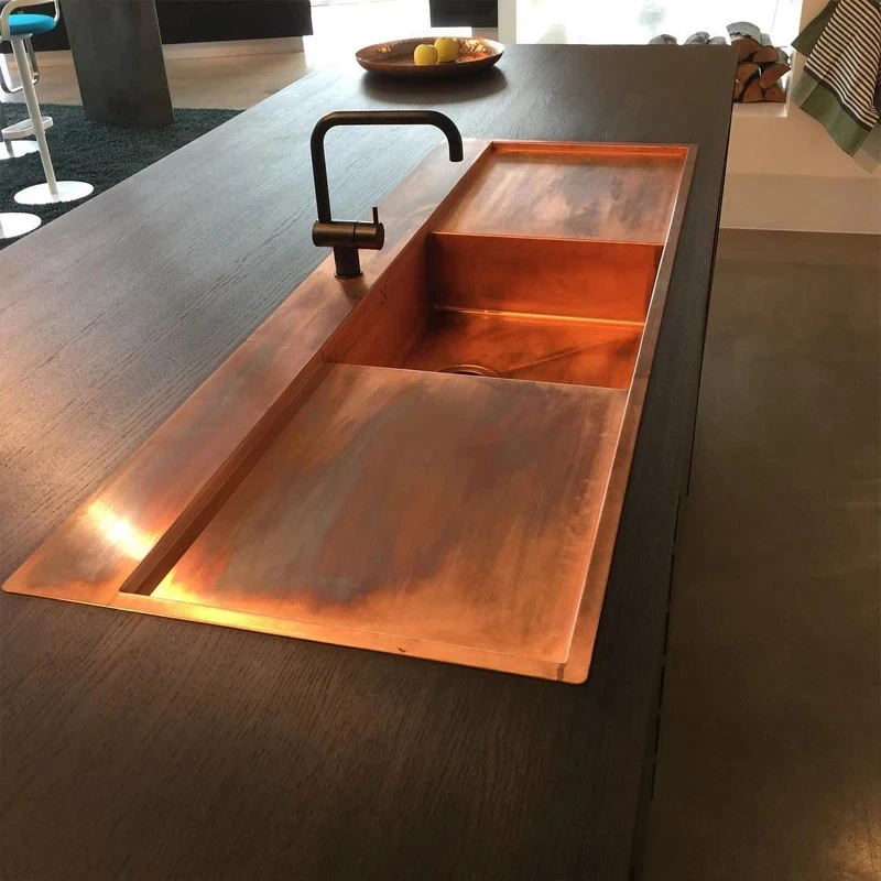 

Customized Washbasin Kitchen Sink Large Single Slot Rose Gold Countertop Accessories No Faucet