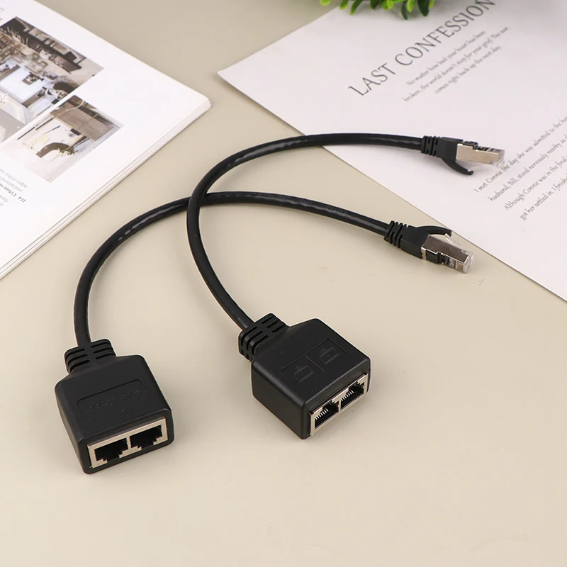 1Pc Ethernet Splitter RJ45 1 Male to 2 Female LAN Ethernet Cable Splitter Cable Ethernet Socket Connector Extension Cable