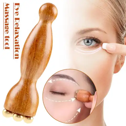 Facial Massager, Lotus Seedpod Beauty Brass Bead & Rosewood Facial Gua Sha Tool Eye Relaxation Meridians Point Acupoint Massage