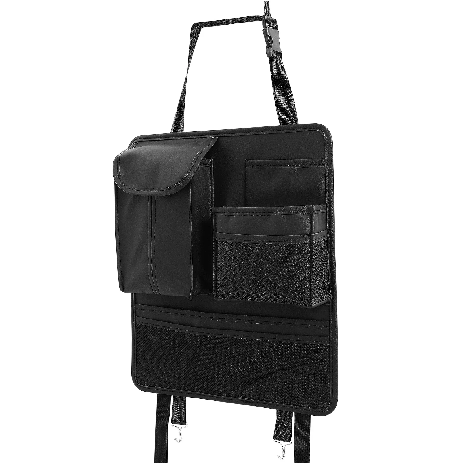 

Large Capacity Backseat Organizer Storage Bag Sturdy Pu Material Adjustable Straps Back Protection Multi Functional Rear Seat