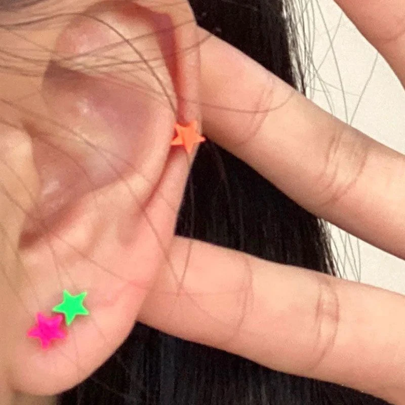 1pc Bunte Stern Stud Ohrringe für Frauen Ohr Piercing Edelstahl Barbell Tragus Knorpel Ohrring Helix Conch Nette Schmuck – Detail 3