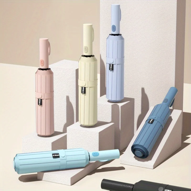 

96 маленьких костей прочных и поддерживающих! Полностью автоматический солнечный зонт, сверхмощная защита от солнца, сплошной цвет, простой