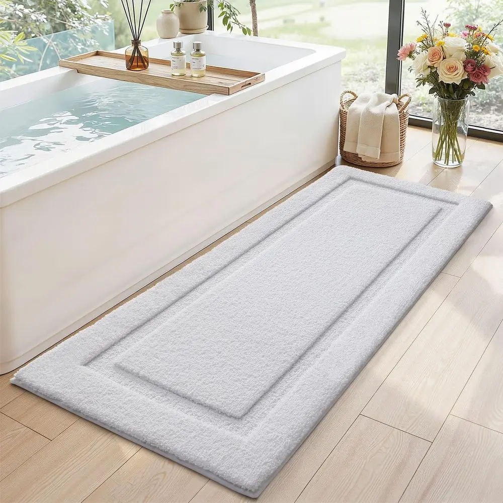 

Очень большие нескользящие коврики для ванной с резиновой основой, впитывающие моющиеся коврики для ванны и душа, 24x60, белые