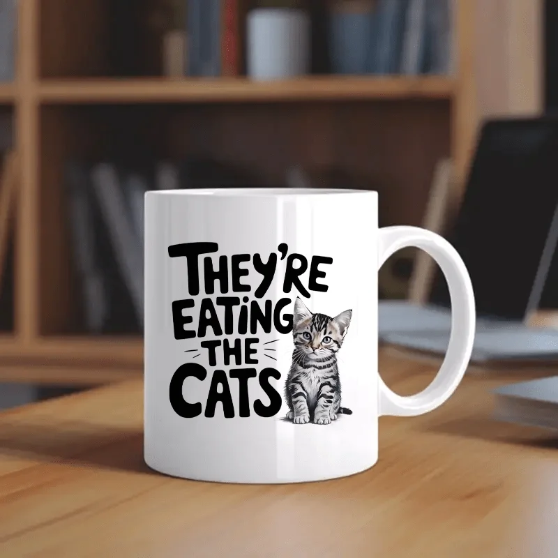 1 White ceramic mug with cute fire lion cat pattern, reusable and machine washable, suitable for daily drinking water and coffee