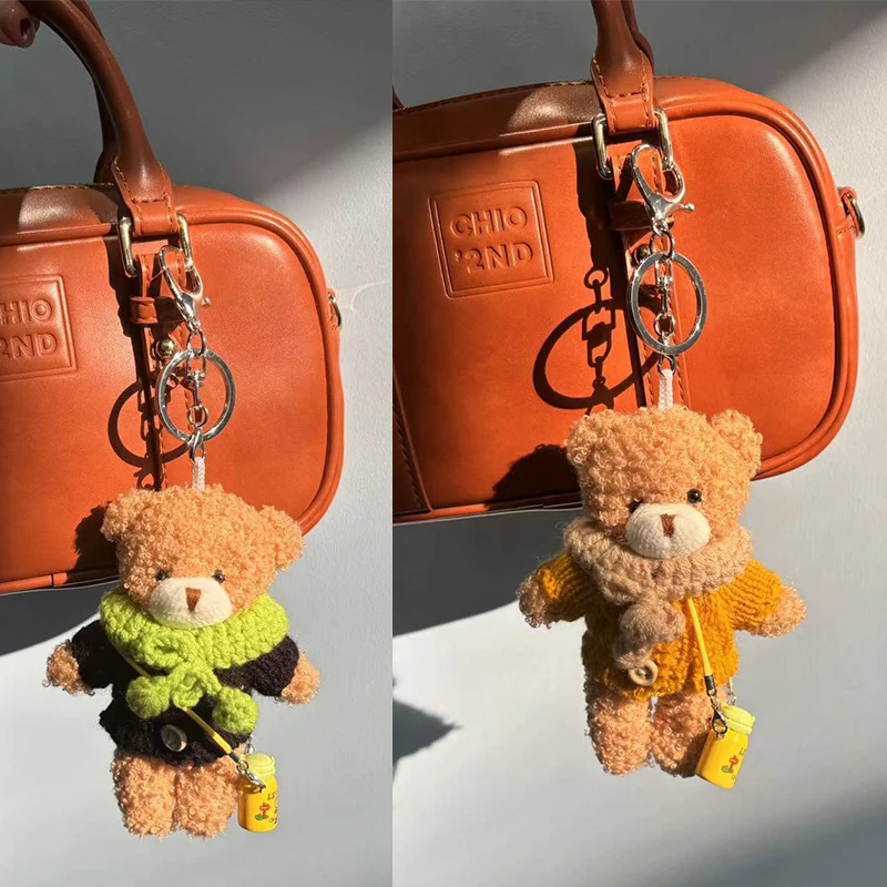 Cute Small Bear Keychains High Quaity Plush Bear Doll Keychain For Bag Pendant Kawaii Keychain With Teddy Bear Doll Accessories