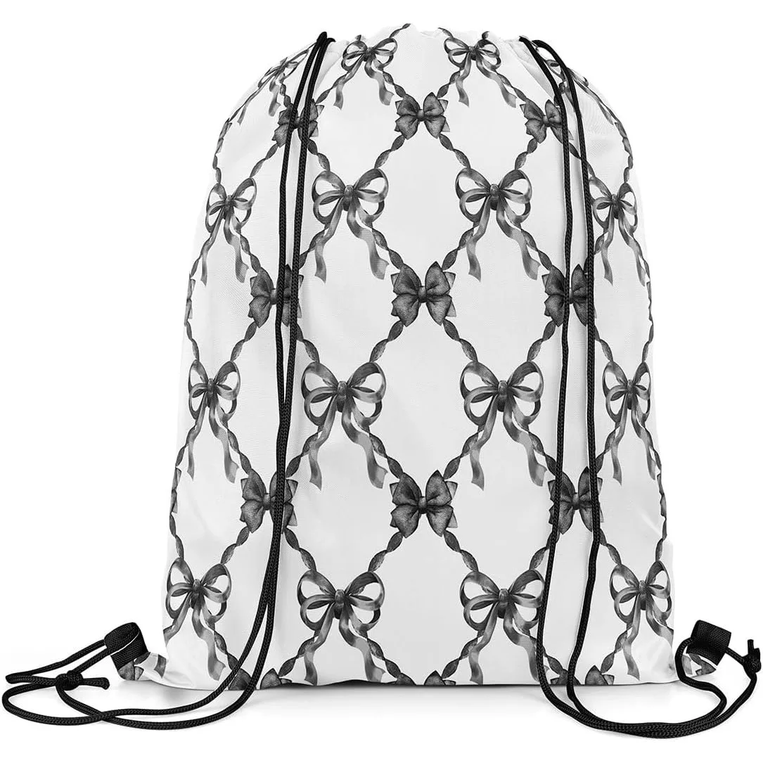 حقيبة ظهر برباط من Coquette Bows باللون الأسود والأبيض وأكياس برباط لقوس ألوان مائية #1