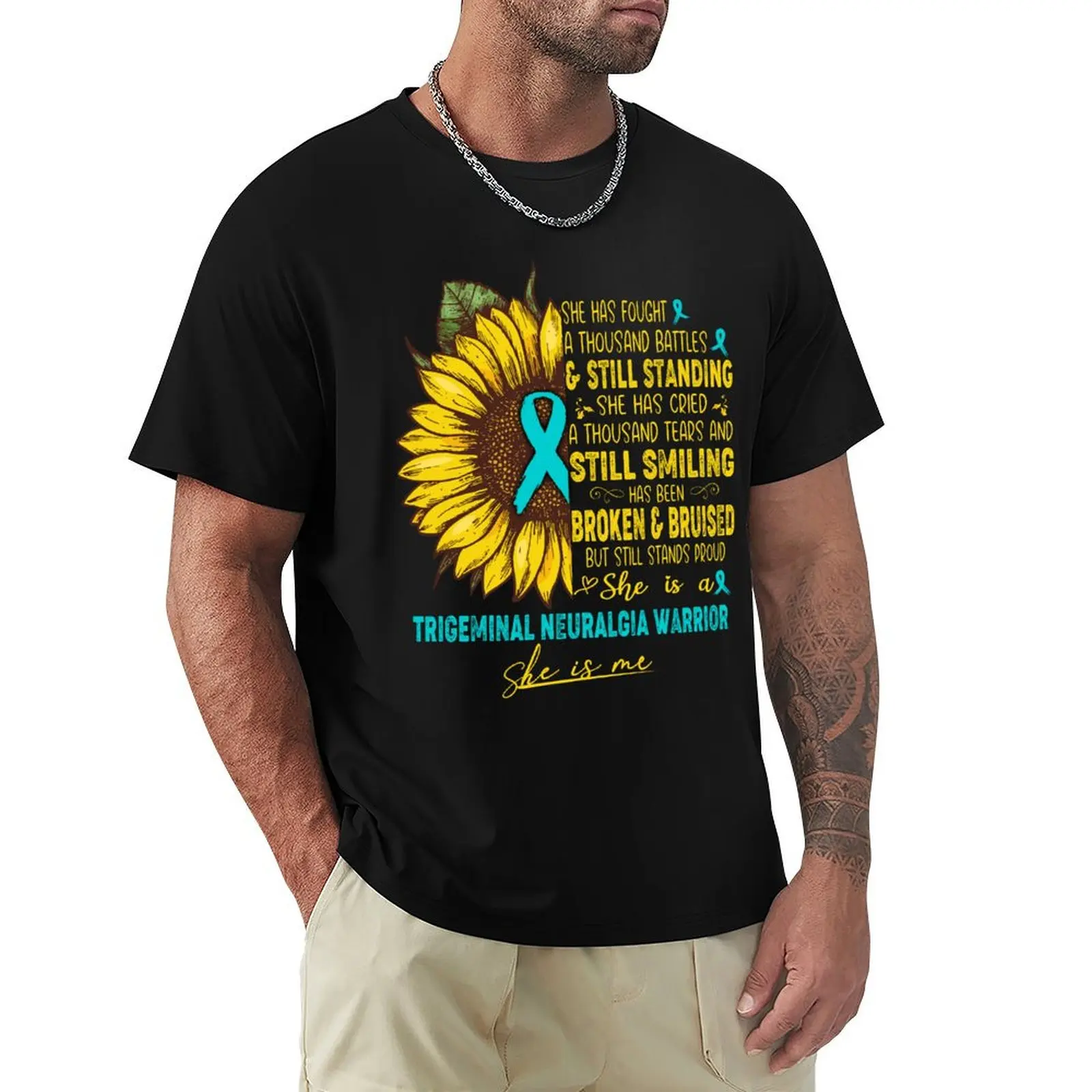 

Trigeminal Neuralgia Awareness - She is A Trigeminal Neuralgia Warrior SHE IS ME T-Shirt fashion shirts men workout shirt