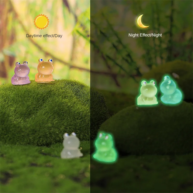 Micro Landscape Ornaments Colorful Luminous Frog Tortoise Ornaments Jewelry Creative Moss Resin Crafts Desktop Small Ornaments