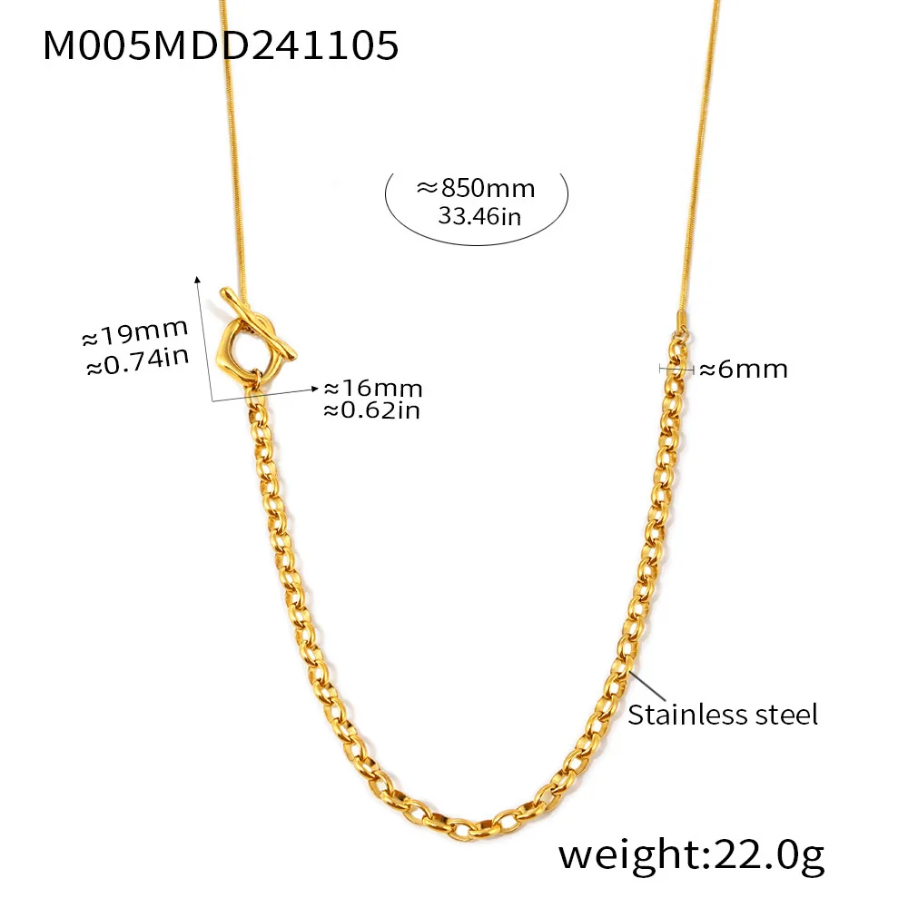 Elegant Stainless Steel Necklace For Women Adjustable Long Chain Waterproof OT Pendant Shiny Luxury Charm Jewelry Gift