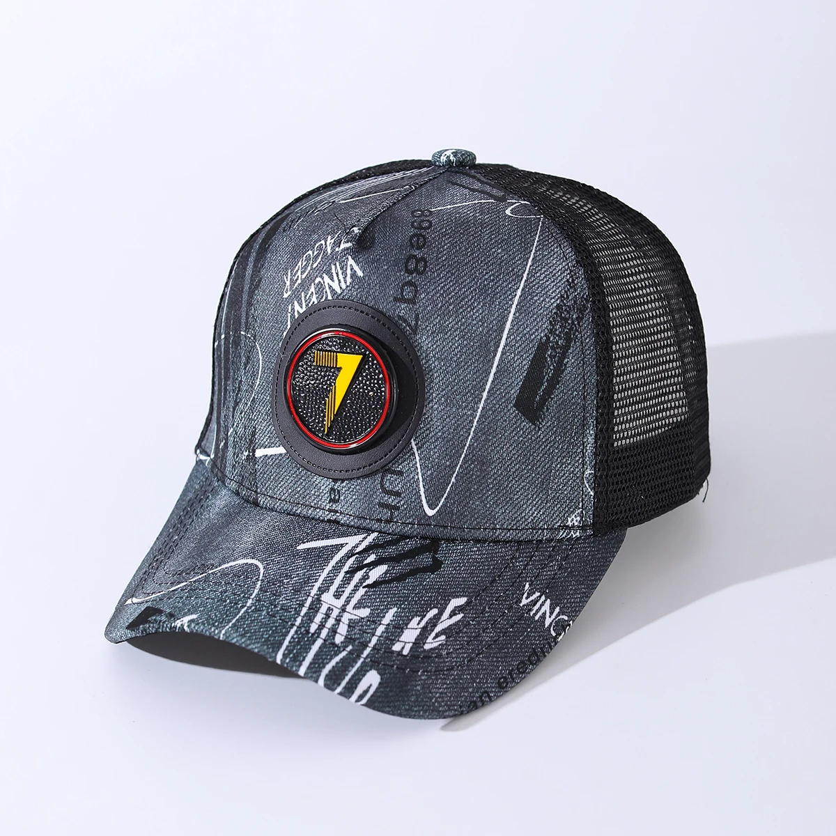 New summer baseball cap with number 7 logo, fashionable, casual, outdoor, breathable mesh cap, suitable for both men and women