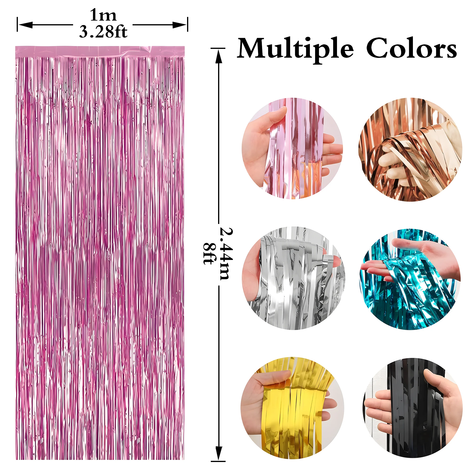 Foil Fringe Curtains Party Glitter Tinsel Streamer Background Decorations For Wedding  Birthday 1mx2.44 m