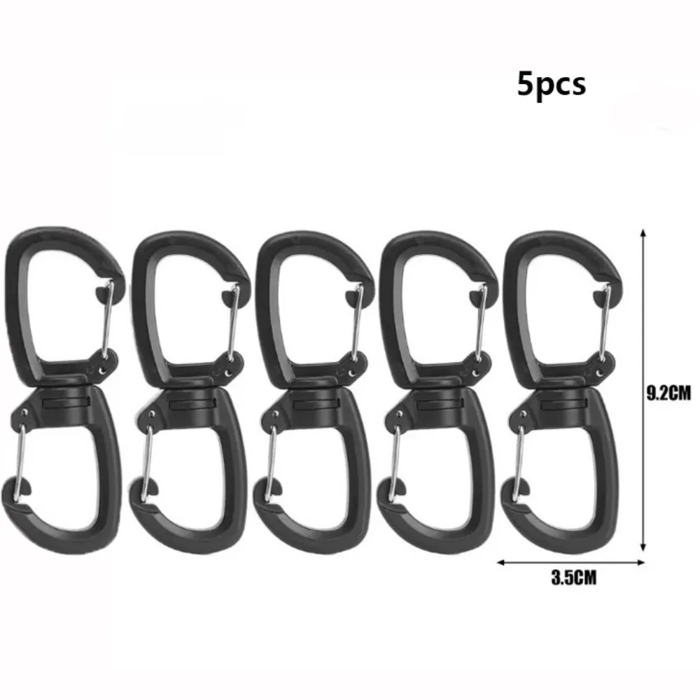 5pcs New with 360 Degree Swivels Backpacks Carabiner Black POM Portable S Chain Hook Backpacks Buckles