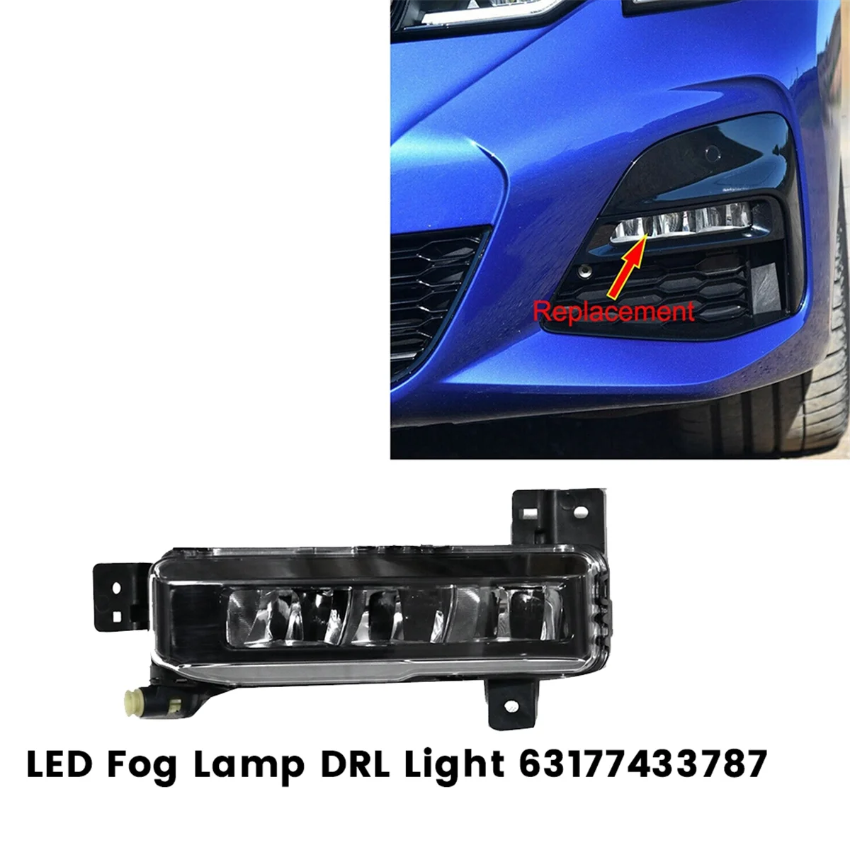 Lâmpada de nevoeiro LED para o pára-choques dianteiro do lado esquerdo, luz DRL para BMW F44 G20 18-22