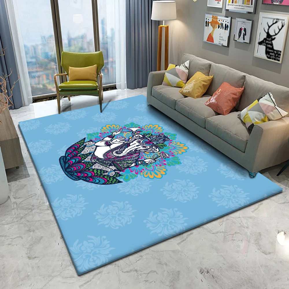 Bohemian Style Mandala Pattern Carpet Non-slip Bath Mat Soft Fluffy Flannel Living Room Bedroom Decor Carpet Carpet for Nursery