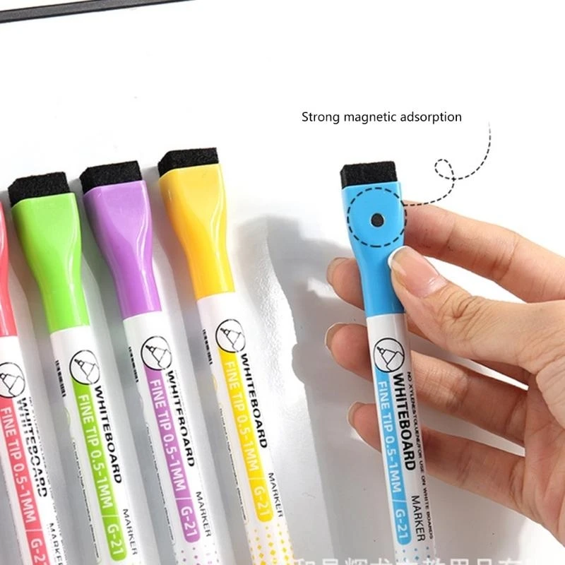 

P5EA 8 цветов магнитный маркер 0,5 мм стираемый цветной маркер для доски с ластиком для досок маркер для флипчарта