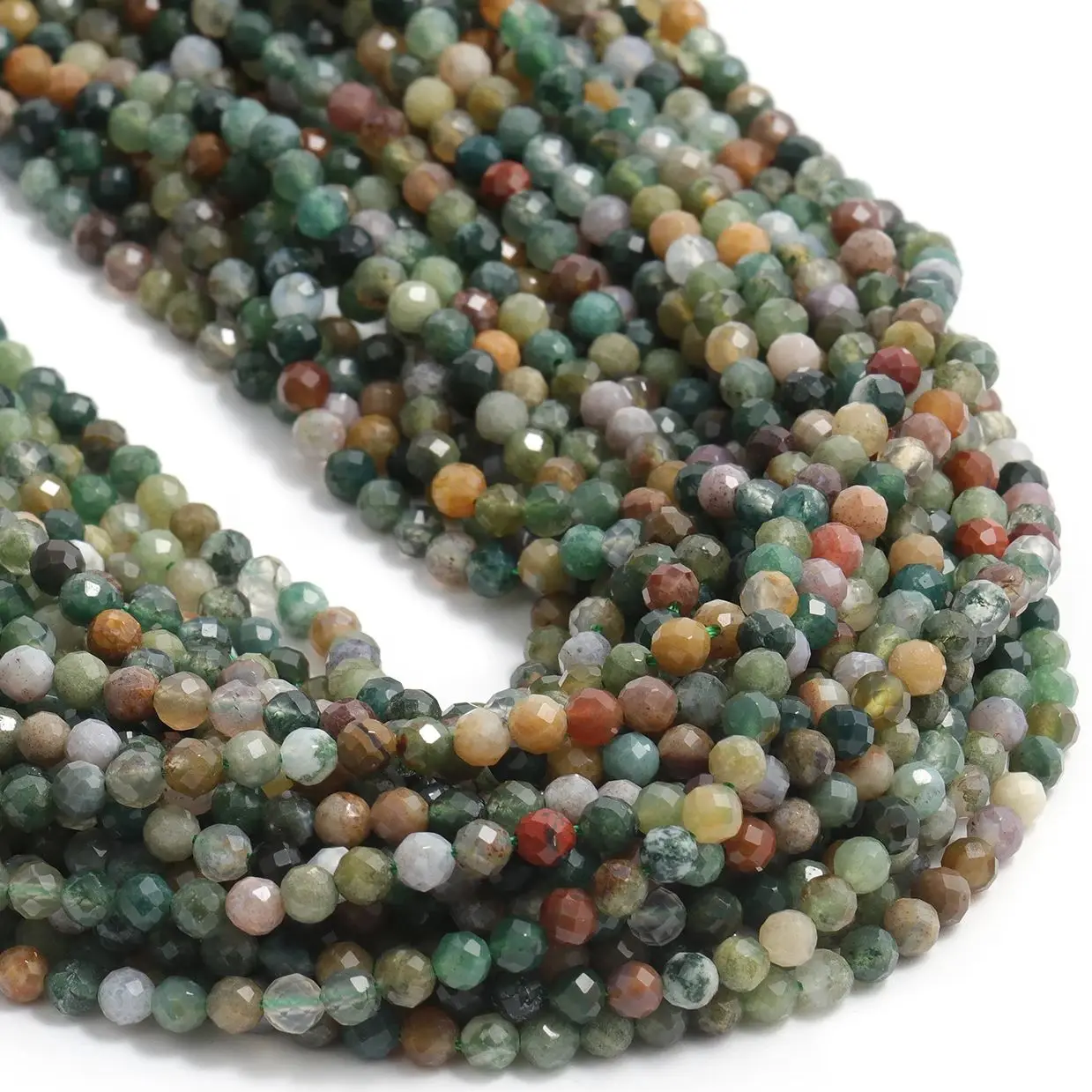 Natural A+ Indian Agate 2mm 3mm 4mm Small Faceted Stone Beads Round Loose Beads For Jewelry Making DIY Bracelets Necklace Strand