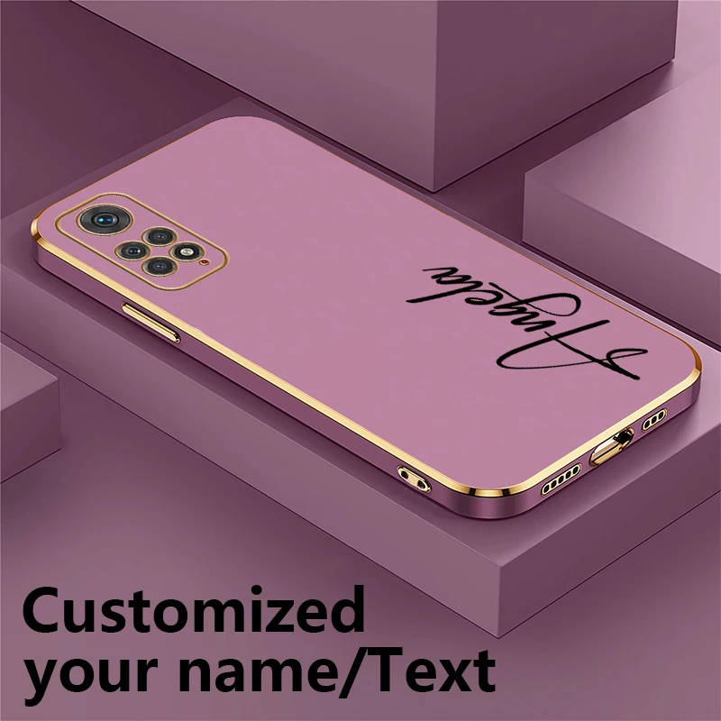 Note 11 DIY Custom Name Letter Case For Redmi Note 11S 11 Pro Plus 12 Tutbo 13 Silicone Soft Plating Shockproof Back Cover Capa