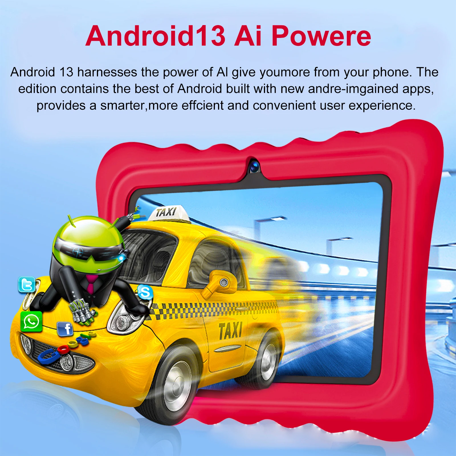 Nouveau 7 pouces 4GB RAM 64GB ROM enfants tablettes Quad Core WiFi Android 13 Bluetooth 5 logiciel éducatif installé apprentissage tablette PC