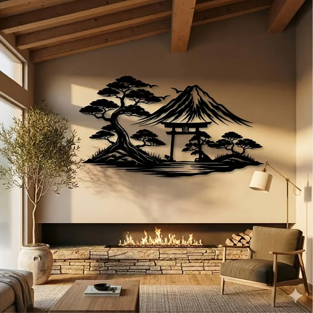 CIFBUY Acrylic Wall Art Mount Fuji Torii Gate Sign Rustproof Waterproof Hanging Ornament For Outdoor Garden Yard Home Decor