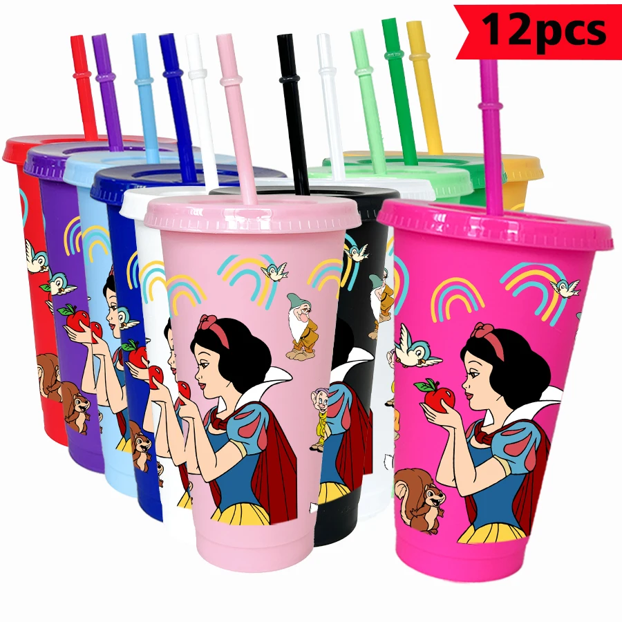 

12PCS/pack Disney, Snow White, Rainbow 26oz multi-color plastic water cup party drink set birthday/back to school gift