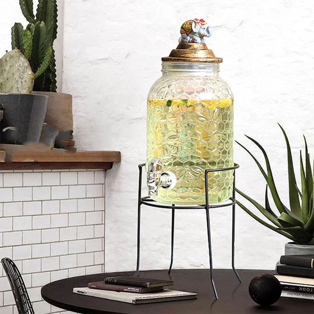 

Round Vintage Single Beverage Drink Dispenser Metal Stand Black Iron Storage Rack Holder for Glasses Jar Beer Barrel (Suitable f