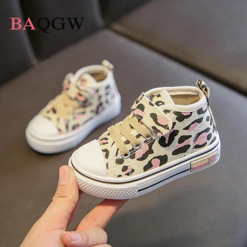 Autum Girls Shoes Leopard Children Casual Canva Boots Shoes Baby Toddler Shoes Little Kids Princess Girl Fashion Soft Sneakers